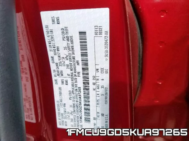 1FMCU9GD5KUA97265 фото 2