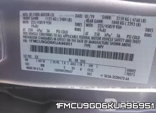 1FMCU9GD6KUA96951 фото 7