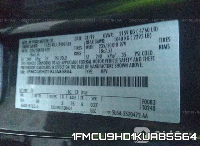 1FMCU9HD1KUA85564 фото 7