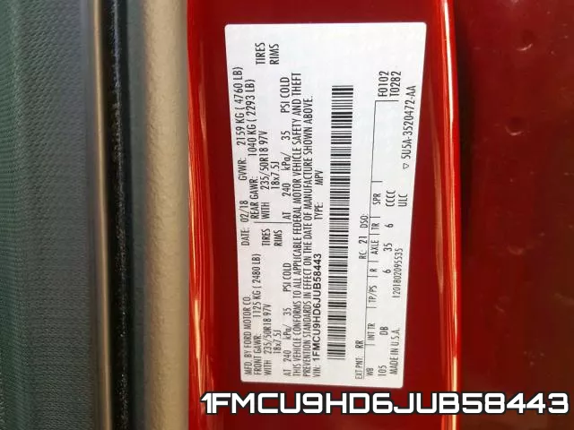 1FMCU9HD6JUB58443 фото 2