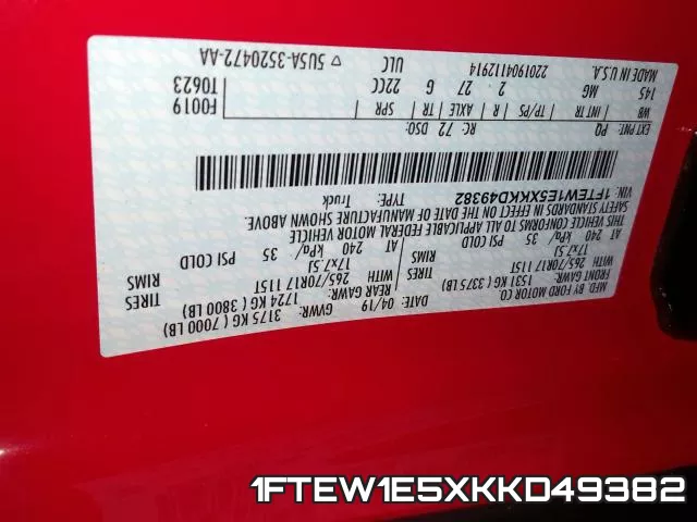 1FTEW1E5XKKD49382 фото 2
