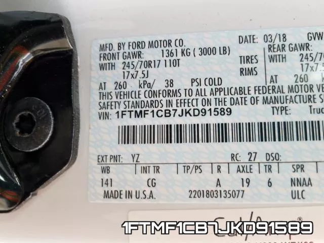 1FTMF1CB7JKD91589 фото 2