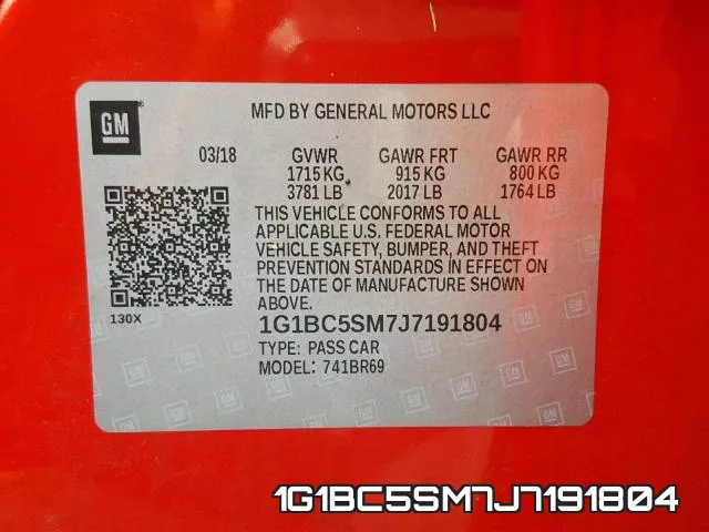 1G1BC5SM7J7191804 фото 2