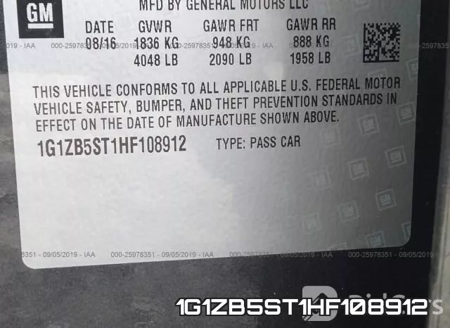 1G1ZB5ST1HF108912 фото 9