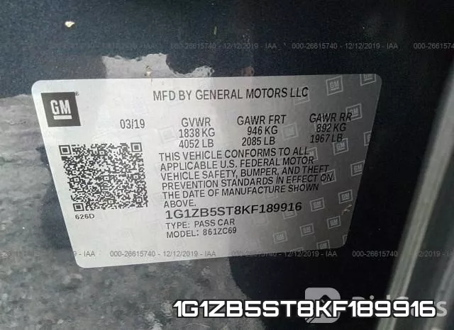 1G1ZB5ST8KF189916 фото 9