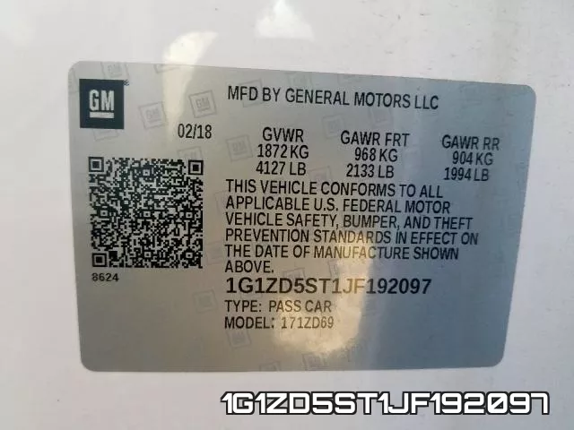 1G1ZD5ST1JF192097 фото 2