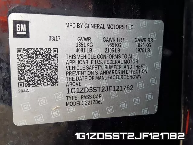 1G1ZD5ST2JF121782 фото 2