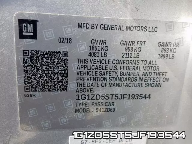 1G1ZD5ST5JF193544 фото 2