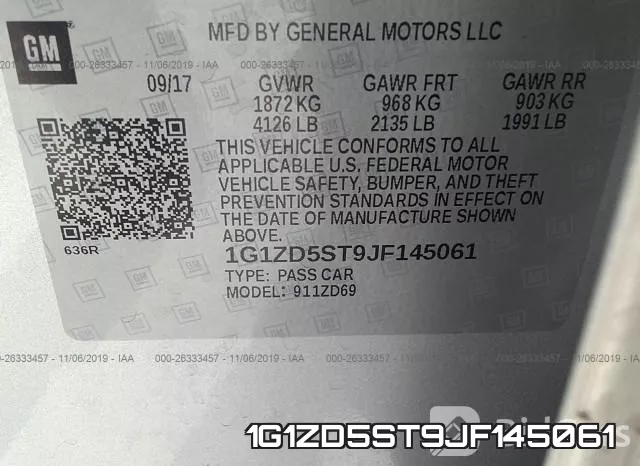 1G1ZD5ST9JF145061 фото 9