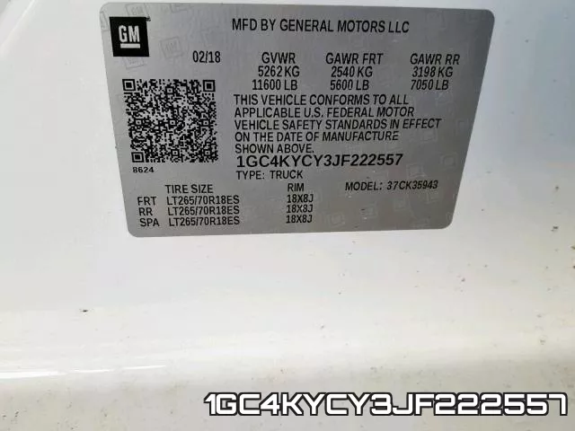 1GC4KYCY3JF222557 фото 2