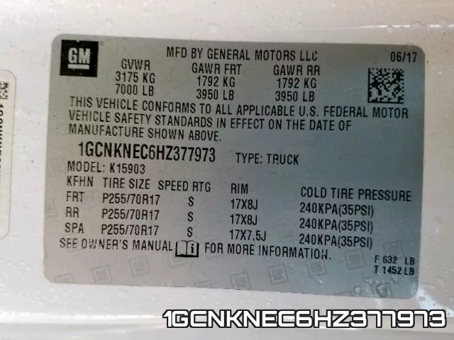 1GCNKNEC6HZ377973 фото 2