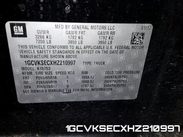 1GCVKSECXHZ210997 фото 2