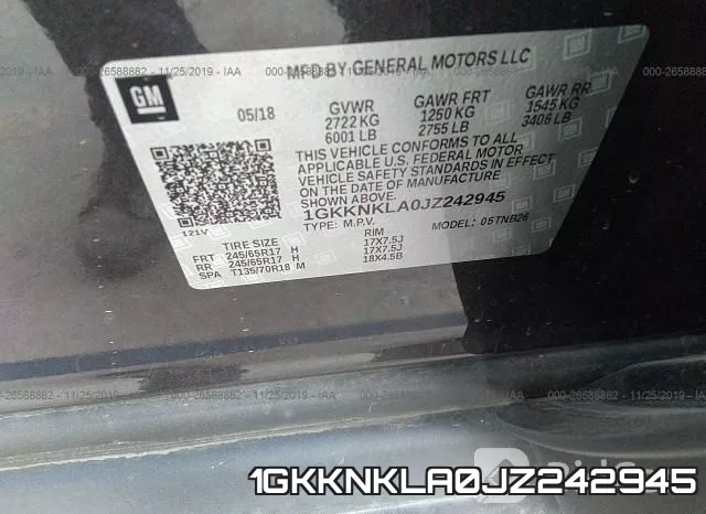 1GKKNKLA0JZ242945 фото 9
