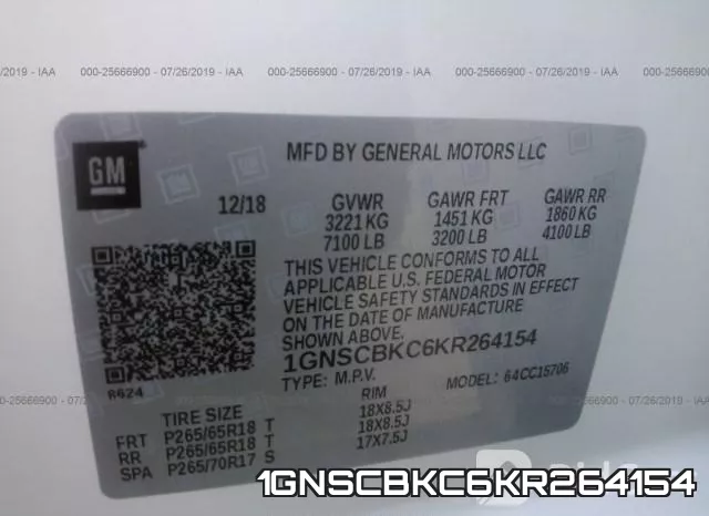 1GNSCBKC6KR264154 фото 10