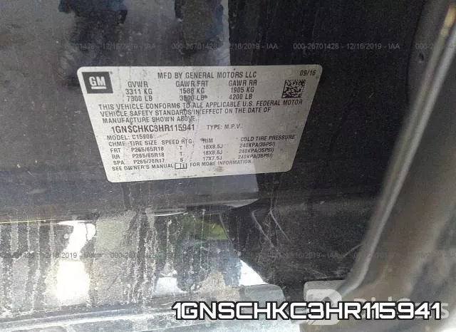 1GNSCHKC3HR115941 фото 9