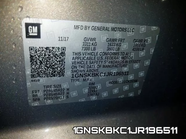1GNSKBKC1JR196511 фото 2