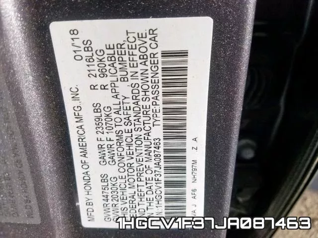 1HGCV1F37JA087463 фото 2