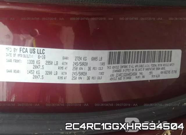 2C4RC1GGXHR534504 фото 10