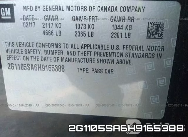 2G1105SA6H9165388 фото 10