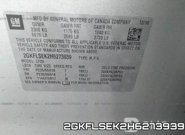 2GKFLSEK2H6273939 фото 9
