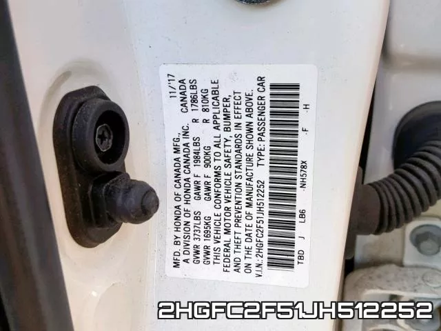 2HGFC2F51JH512252 фото 2