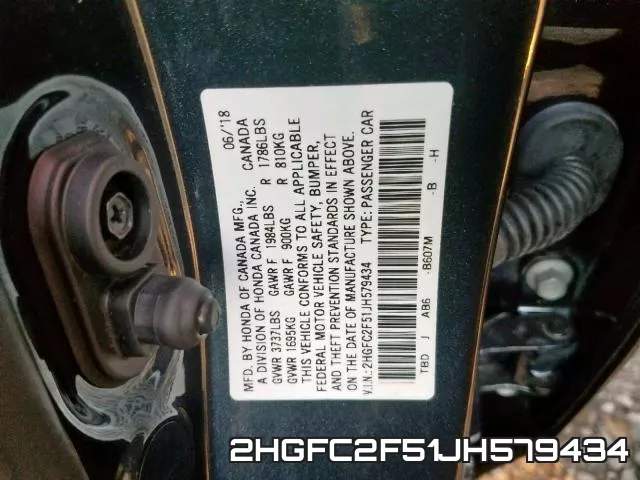 2HGFC2F51JH579434 фото 2
