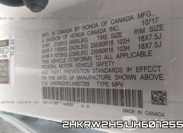 2HKRW2H51JH607255 фото 8