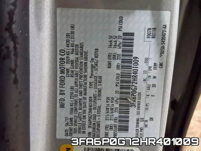 3FA6P0G72HR401009 фото 2