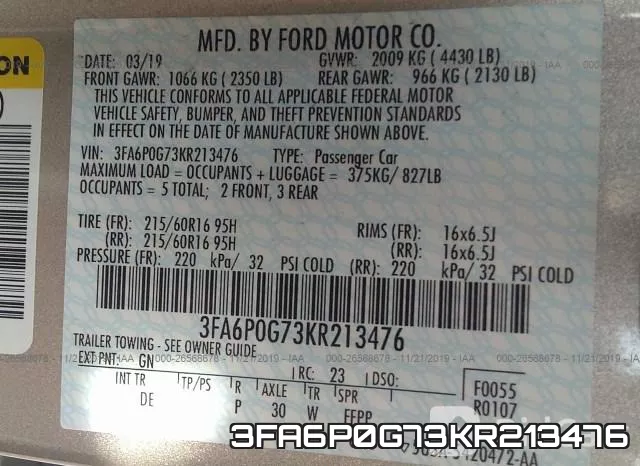 3FA6P0G73KR213476 фото 10