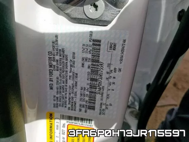 3FA6P0H73JR175597 фото 2