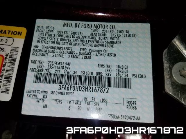 3FA6P0HD3HR167872 фото 2