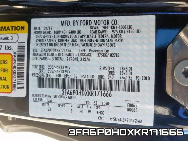 3FA6P0HDXKR171666 фото 2