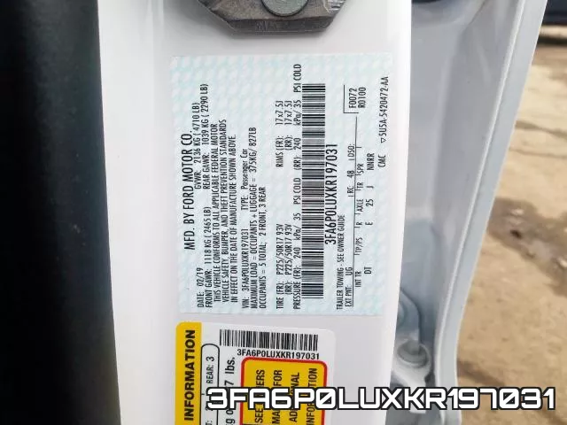 3FA6P0LUXKR197031 фото 2