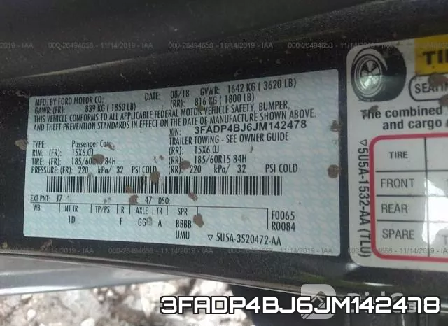 3FADP4BJ6JM142478 фото 10