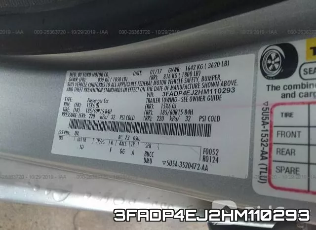 3FADP4EJ2HM110293 фото 9