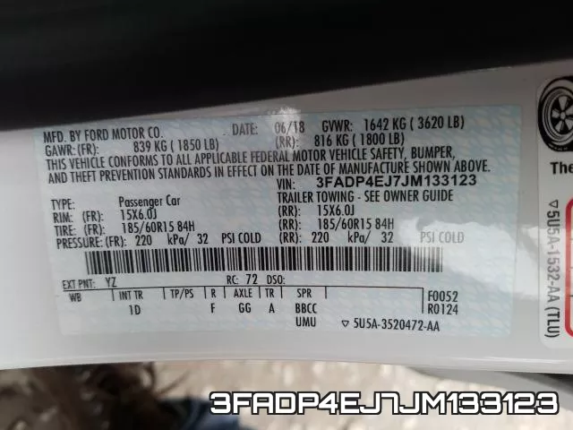 3FADP4EJ7JM133123 фото 2