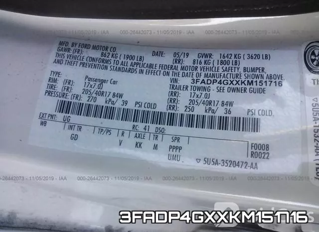 3FADP4GXXKM151716 фото 10