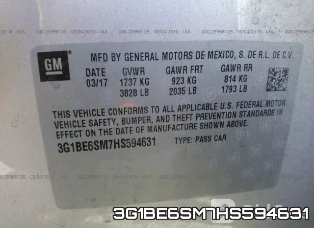 3G1BE6SM7HS594631 фото 9