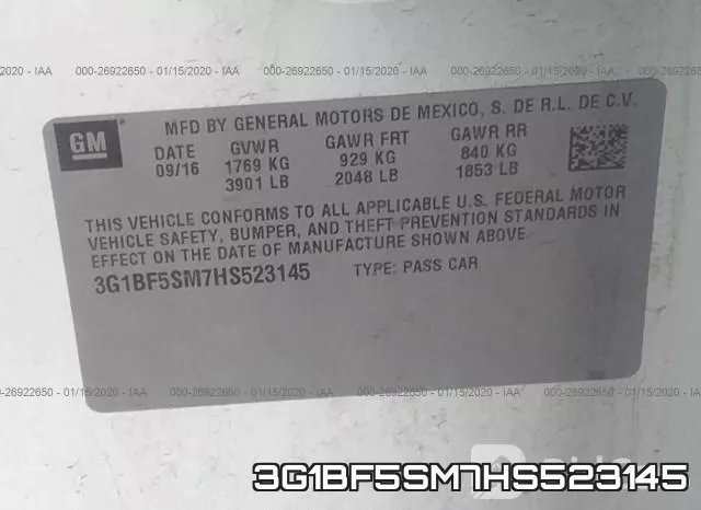 3G1BF5SM7HS523145 фото 10