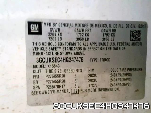 3GCUKSEC4HG347476 фото 2