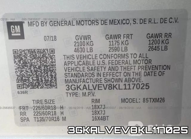 3GKALVEV8KL117025 фото 8
