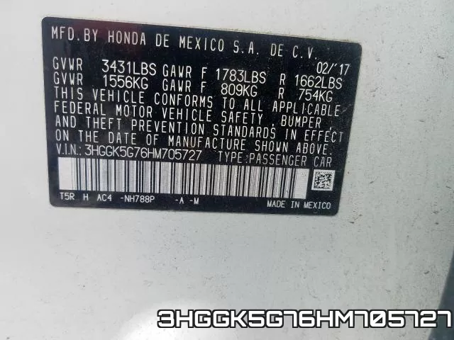 3HGGK5G76HM705727 фото 2