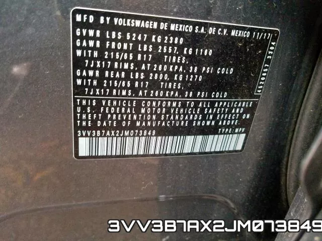 3VV3B7AX2JM073849 фото 2
