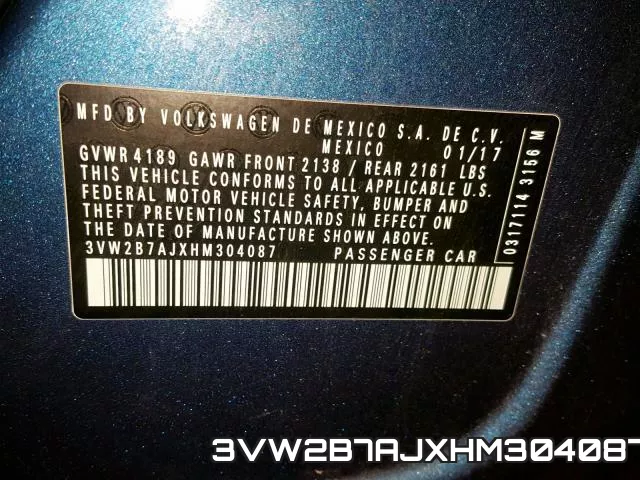 3VW2B7AJXHM304087 фото 2