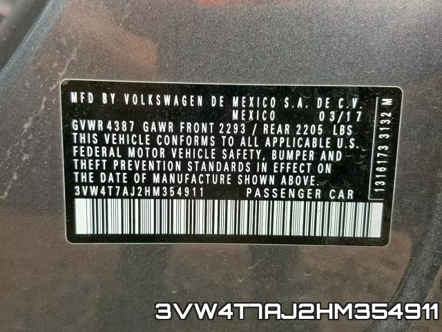 3VW4T7AJ2HM354911 фото 2