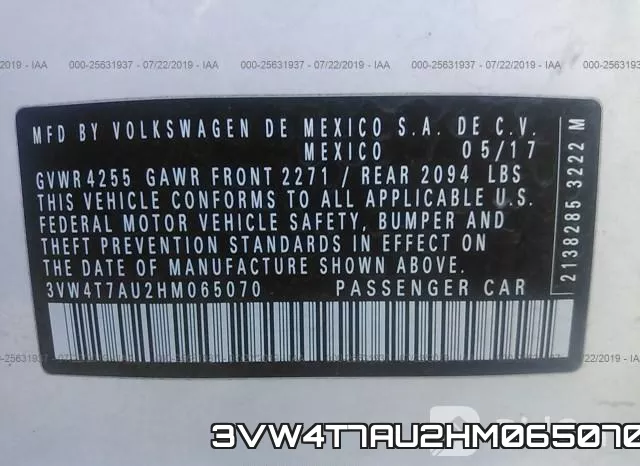 3VW4T7AU2HM065070 фото 10