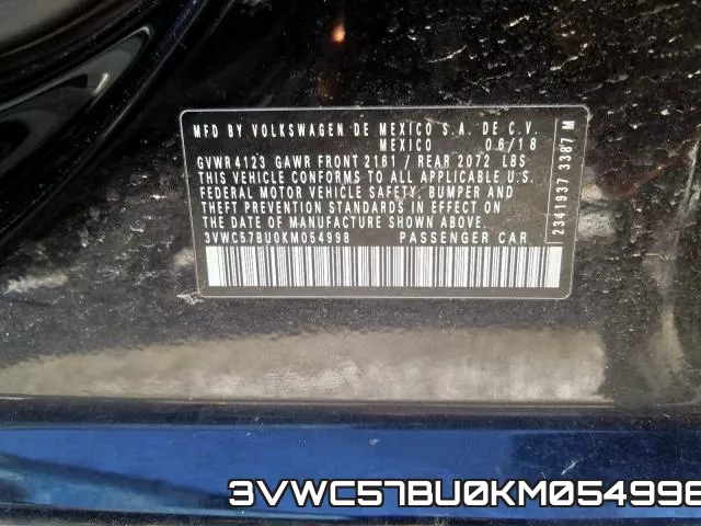 3VWC57BU0KM054998 фото 2