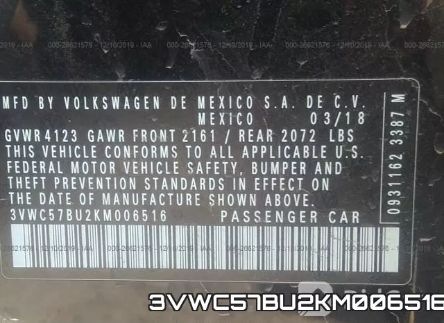 3VWC57BU2KM006516 фото 10
