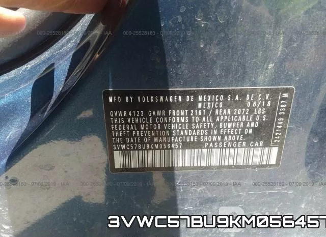 3VWC57BU9KM056457 фото 7