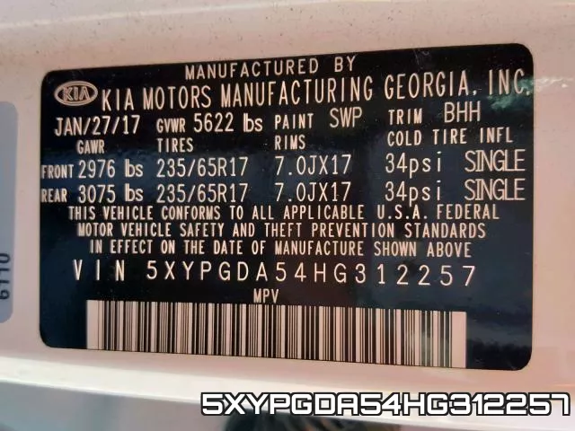 5XYPGDA54HG312257 фото 2
